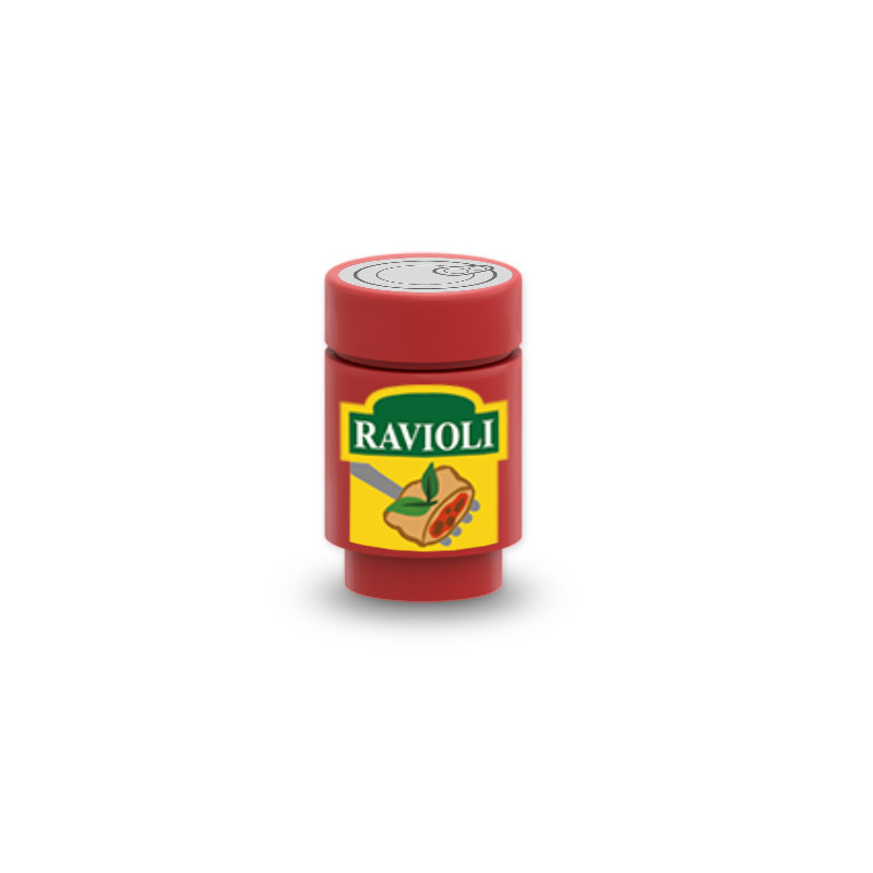 Boite de conserve "Ravioli" imprimée sur Brique Lego® 1X1