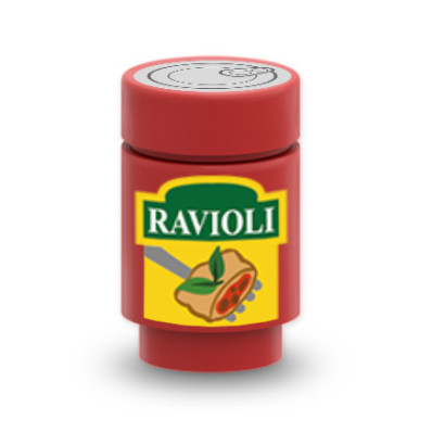 Boite de conserve "Ravioli" imprimée sur Brique Lego® 1X1