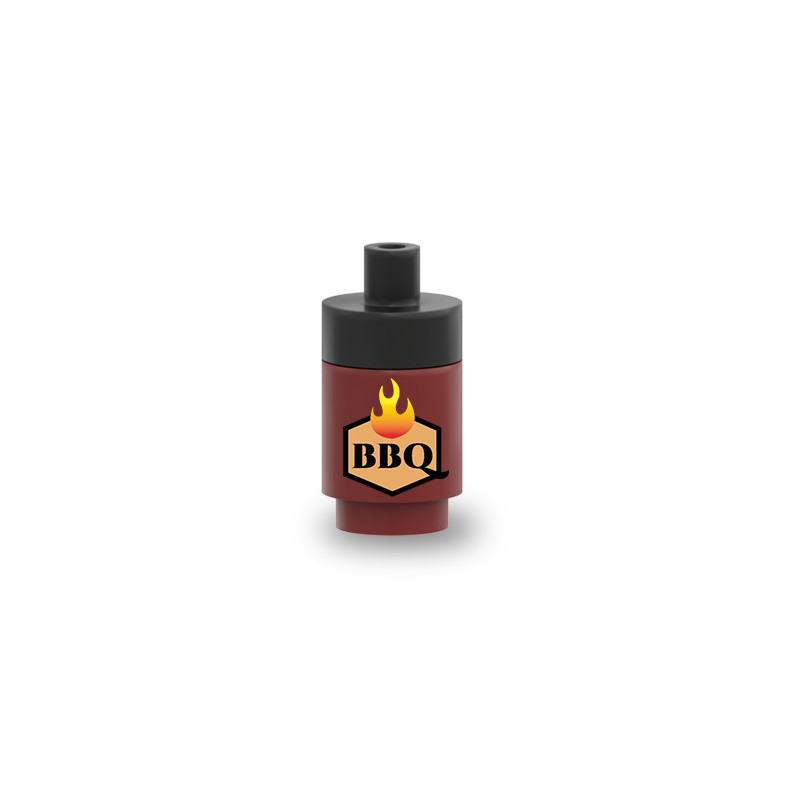 Sauce Barbecue imprimée sur Brique Lego® 1X1 - New Dark Red