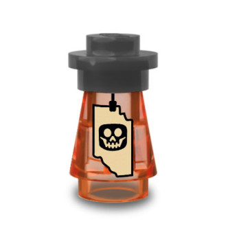 Flask of Witchcraft printed on Lego® Brick 1X1 - Transparent Orange