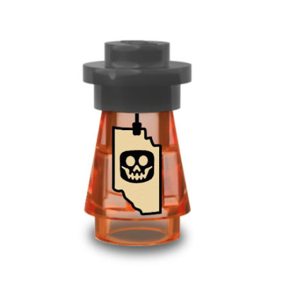 Flacon de sorcellerie imprimé sur Brique Lego® 1X1 - Orange Transparent