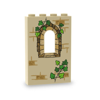 Stone wall printed on Lego® Partition 1X4X5 - Tan