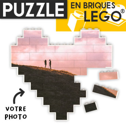 Puzzle Coeur à personnaliser imprimé sur Brique Lego® 128X115 mm