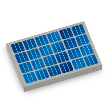 Solar Panels printed on Lego® Brick 2X3 - Medium Stone Grey