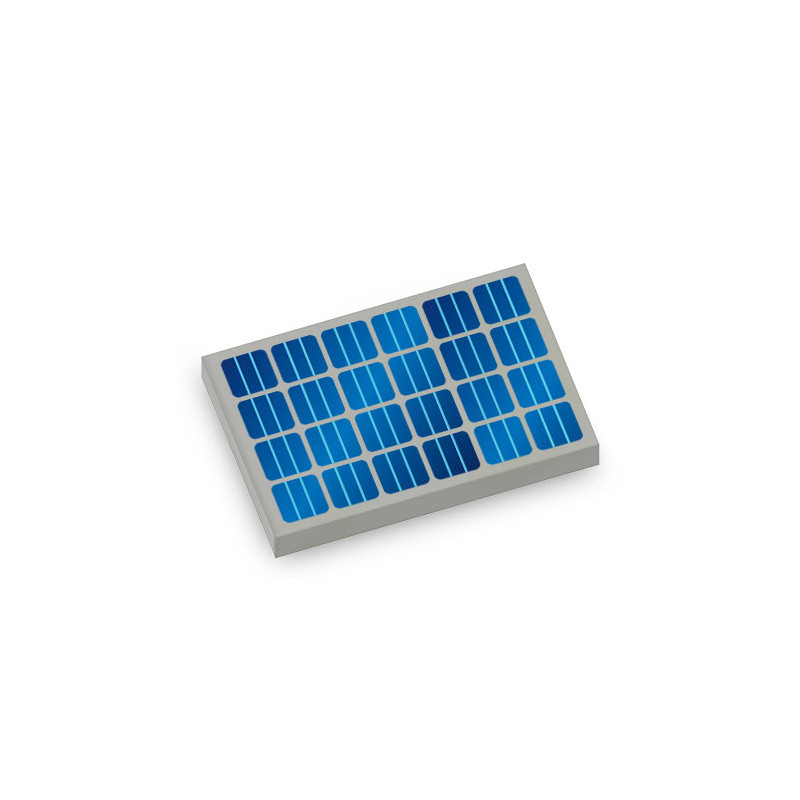 Solar Panels printed on Lego® Brick 2X3 - Medium Stone Grey