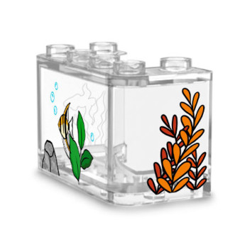 Aquarium imprimé sur Pare-Brise Lego® 2X4X2 - Transparent