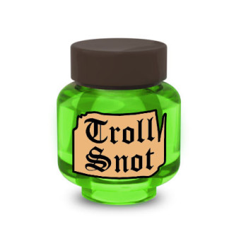 Witchcraft Flask "Troll Snot" printed on Lego® Brick 1X1 - Transparant Neon Green