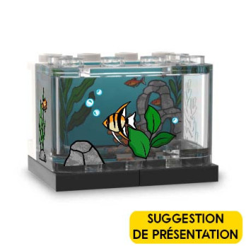Aquarium background printed on Lego® 1X4X2 Partition - White