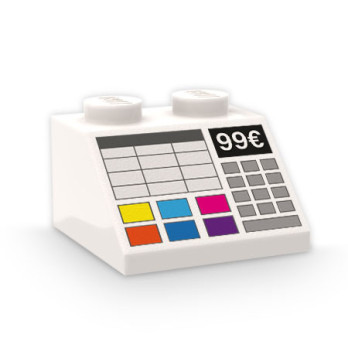 Cash Register printed on Lego® Roof Tile 2X2 - White