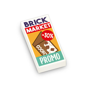 BrickMarket Magazine printed on Lego® 1X2 tile - White