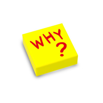 Post It "Why" printed on Lego® brick 1x1 - Vibrant Yellow
