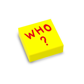 Post It "Who" printed on Lego® brick 1x1 - Vibrant Yellow
