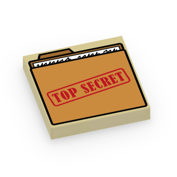 Folder "Top Secret" printed on Lego® Brick 2X2 - Tan
