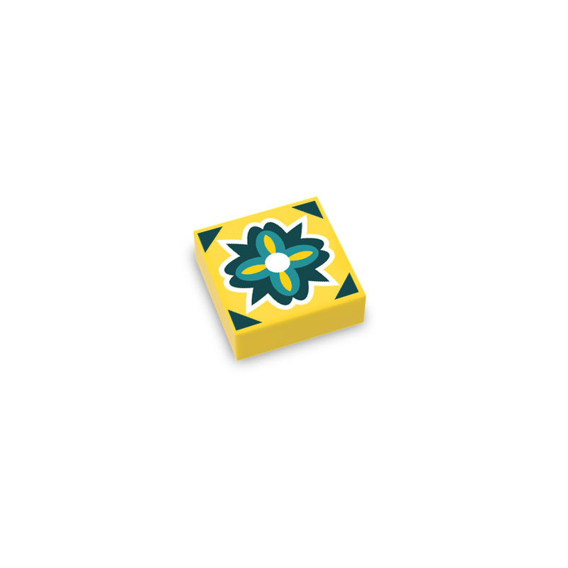 Carrelage / Faïence motif mexicain imprimé sur Brique Lego® 1x1 - Jaune