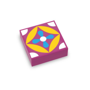 Tile / Earthenware Mexican pattern printed on Lego® Brick 1x1 - Magenta