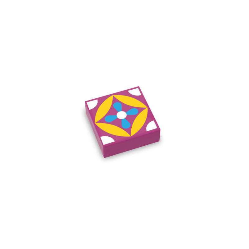 Tile / Earthenware Mexican pattern printed on Lego® 1x1 Tile - Magenta
