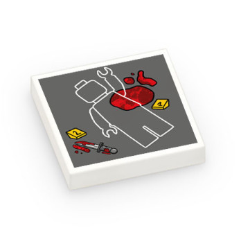 Photo scène de crime imprimée sur Brique Lego® 2X2 - Blanc