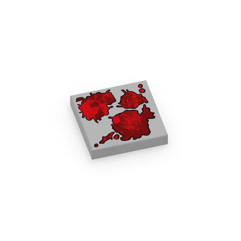 Bloodstain printed on Lego® Brick 2X2 - Medium Stone Grey