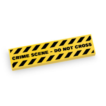Yellow and black barrier "Crime Scene - DO NOT CROSS" printed on Lego® Brick 1X4 - Yellow