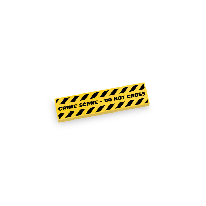 Yellow and black barrier "Crime Scene - DO NOT CROSS" printed on Lego® Brick 1X4 - Yellow