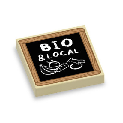 Ardoise "Bio & Local" imprimée sur Brique Lego® 2X2 - Beige