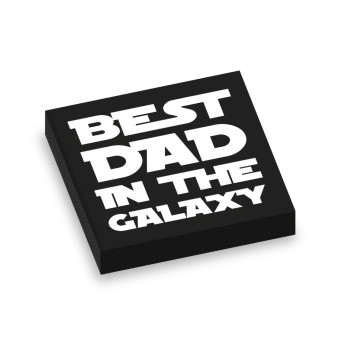 "Best Dad In The Galaxy" Brick Printed Plate Lego® 2X2 - Black