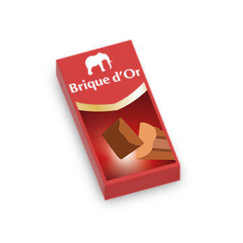 Tablette de chocolat "Brique d'Or" imprimée sur Brique Lego® 1X2 - Rouge
