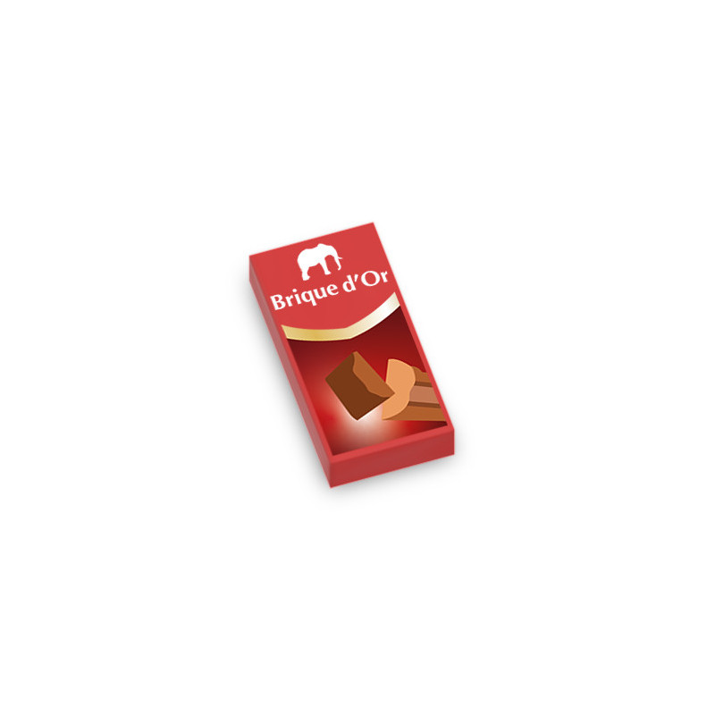 Tablette de chocolat "Brique d'Or" imprimée sur Brique Lego® 1X2 - Rouge
