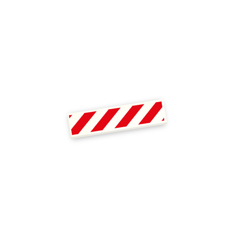 Red and white traffic barrier printed on Lego® Brick 1X4 - White