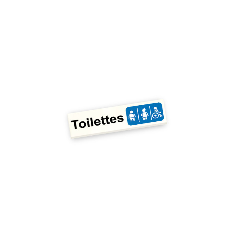 Panneau Toilette imprimé sur Brique Lego® 1X4 - Blanc