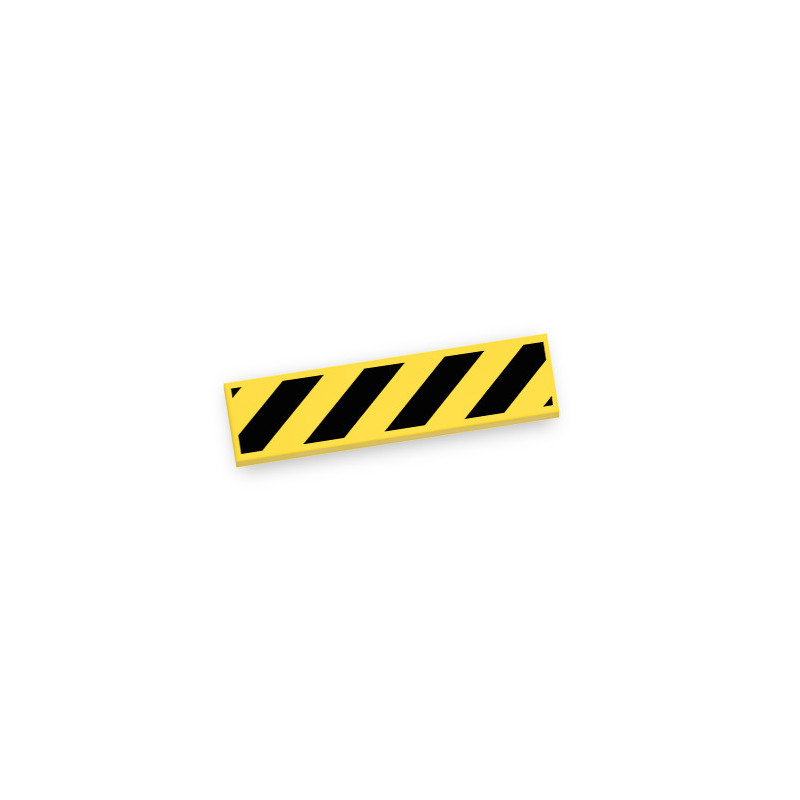 Yellow and black traffic barrier printed on Lego® 1X4 brick - Yellow