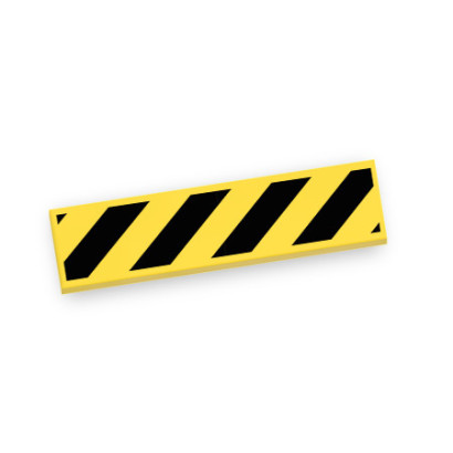 Barrière de signalisation jaune et noir imprimée sur Brique Lego® 1X4 - Jaune