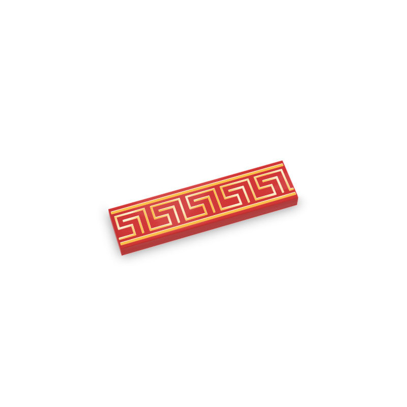 Asian Ornament Printed on 1X4 Lego® Brick - Red