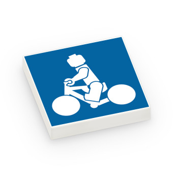 Cyclist square panel printed on Lego® 2x2 Flat tile