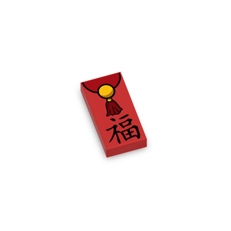 Enveloppe de bonne fortune imprimée sur Brique Lego® 1x2 - Rouge