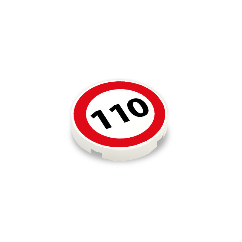 Speed ​​110 sign printed on Lego® 2x2 Round Tile
