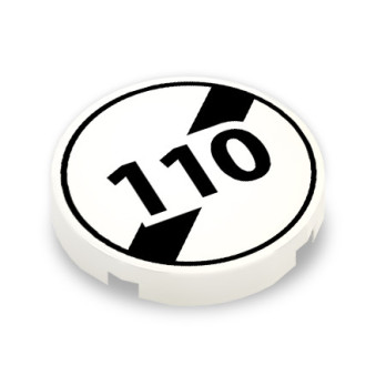 End limit speed 110 sign printed on Lego® 2x2 Round Tile