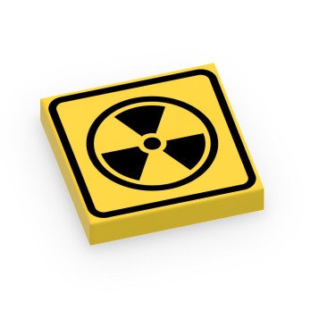 Panneau Matières Radioactives imprimé sur Brique Plate lisse Lego® 2x2 - Jaune