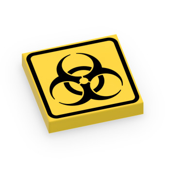 Biohazard Sign printed on Lego® 2x2 Flat tile - Yellow