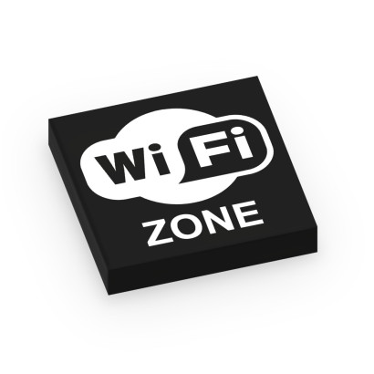 "Wifi Zone" sign printed on Lego® 2X2 brick - Black