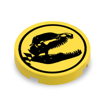 Dilaphosaurus panel printed on Lego® Brick 2X2 round - Yellow