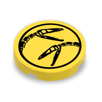 Panneau coelophysis imprimé sur Brique Lego® 2X2 ronde - Jaune