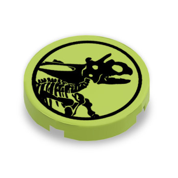 Panneau triceraptor imprimé sur Brique Lego® 2X2 ronde - Bright Yellowish Green