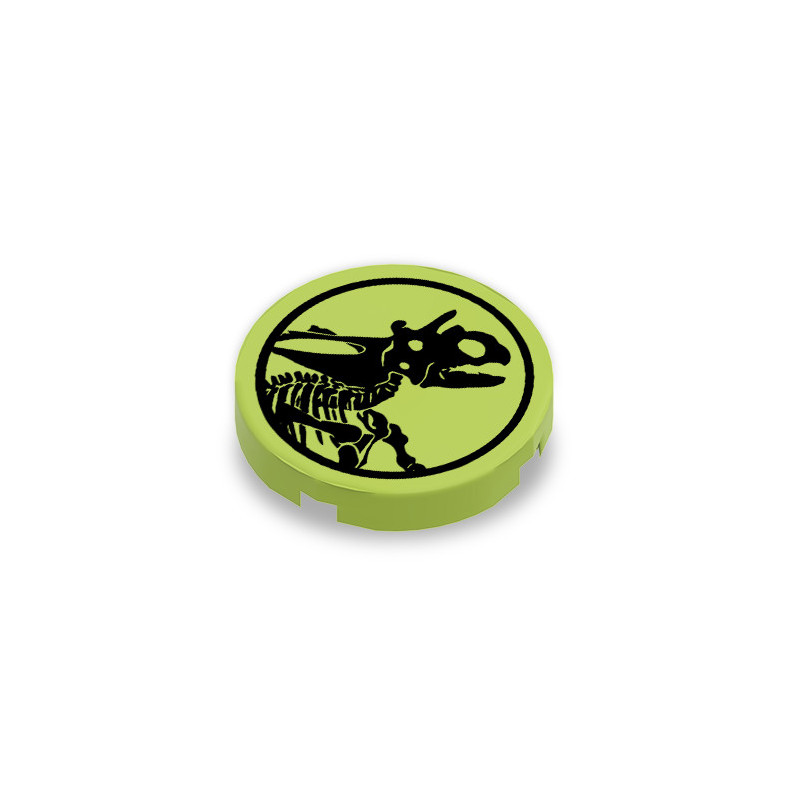 Panneau triceraptor imprimé sur Brique Lego® 2X2 ronde - Bright Yellowish Green