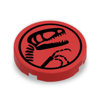 Panneau velociraptor imprimé sur Brique Lego® 2X2 ronde - Rouge