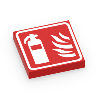 Fire Extinguisher Traffic Sign printed on Lego® Brick 2X2 - Red