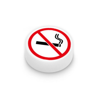 No Smoking Sign Printed on 1x1 Lego® Round Flat Brick - White