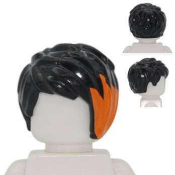 LEGO 6288031 WOMAN HAIR WITH ORANGE MESH - BLACK