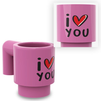 "I Love You" Printed Mug on Lego® Mug - Dark Pink