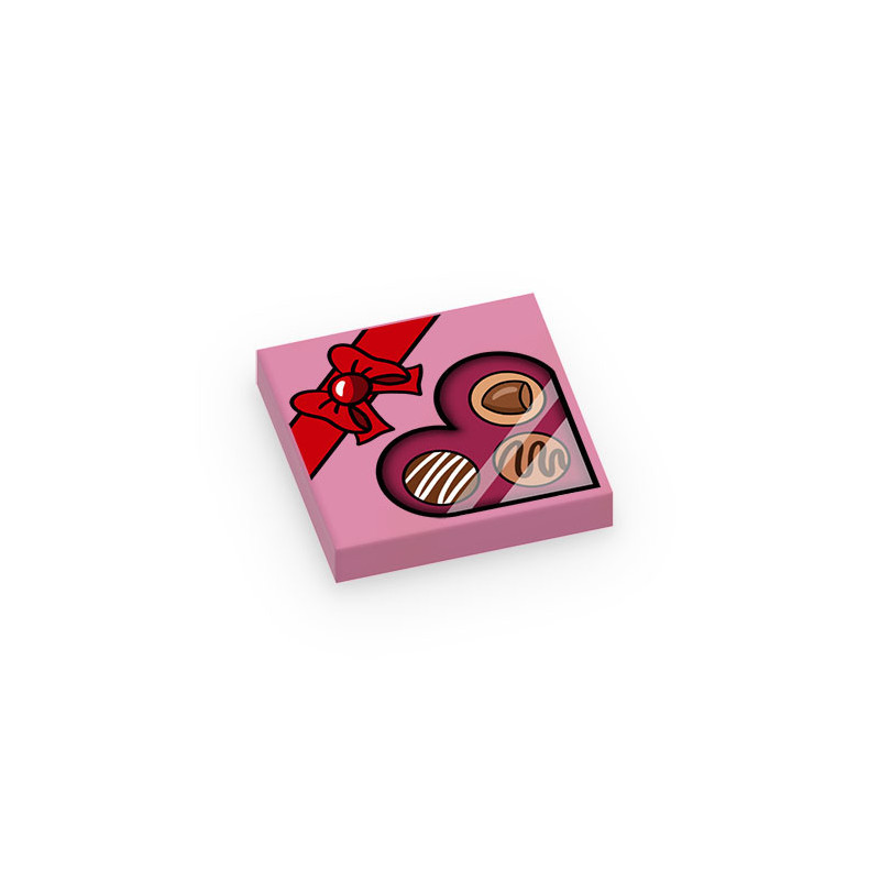 Chocolate Box printed on Lego® Brick 2X2 - Dark Pink